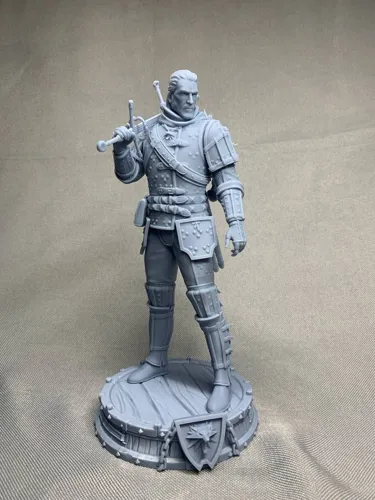 3D статуэтка Геральта (Geralt) в доспехах Школы Кота из Ведьмак 3, ручная роспись