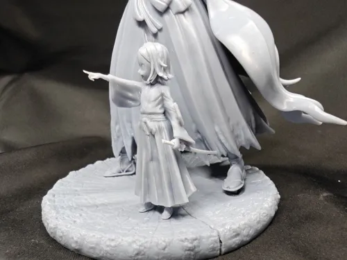 Парная 3D статуэтка Кенпачи Зараки (Kenpachi Zaraki) и Ячиру (Yachiru) из аниме Блич, фотополимерная печать и покраска