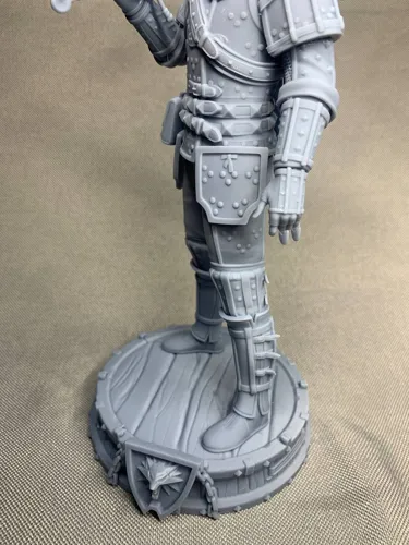 3D статуэтка Геральта (Geralt) в доспехах Школы Кота из Ведьмак 3, ручная роспись