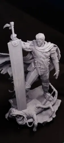 Детализированная 3D фигурка Гатса (Guts) из аниме Берсерк (Berserk), профессиональная ручная покраска