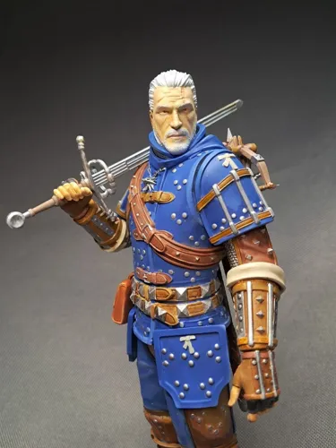 3D статуэтка Геральта (Geralt) в доспехах Школы Кота из Ведьмак 3, ручная роспись