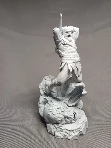 Детализированная 3D статуэтка Кратоса (Kratos) из God of War, ручная роспись татуировок и брони