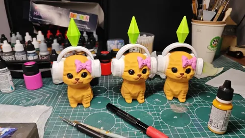 Забавная 3D фигурка мемного кота из The Sims (Симс) с пламбомом, фотополимерная печать и покраска