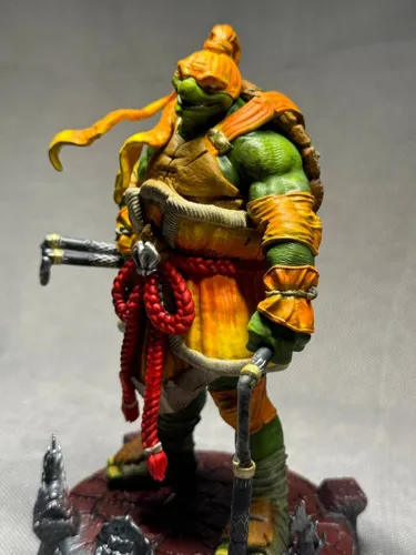 3D фигурка Микеланджело (Michelangelo) с нунчаками из Черепашек-ниндзя, ручная покраска