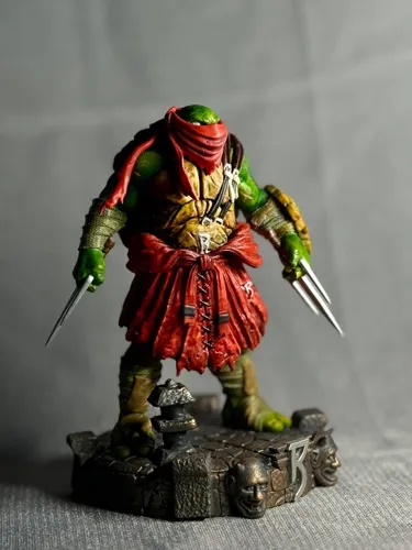 3D фигурка Рафаэля (Raphael) с саями из Черепашек-ниндзя, ручная покраска