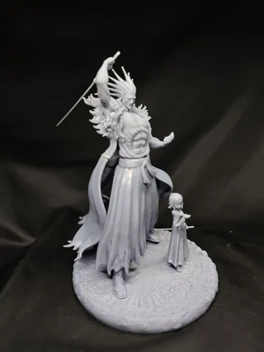 Парная 3D статуэтка Кенпачи Зараки (Kenpachi Zaraki) и Ячиру (Yachiru) из аниме Блич, фотополимерная печать и покраска