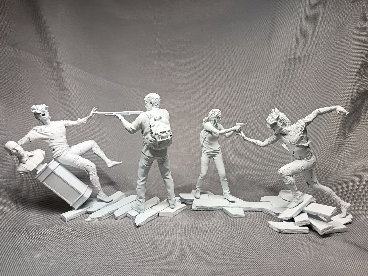 Сюжетная 3D диорама по мотивам The Last of Us (Одни из нас) с Джоэлом и Элли, ручная покраска