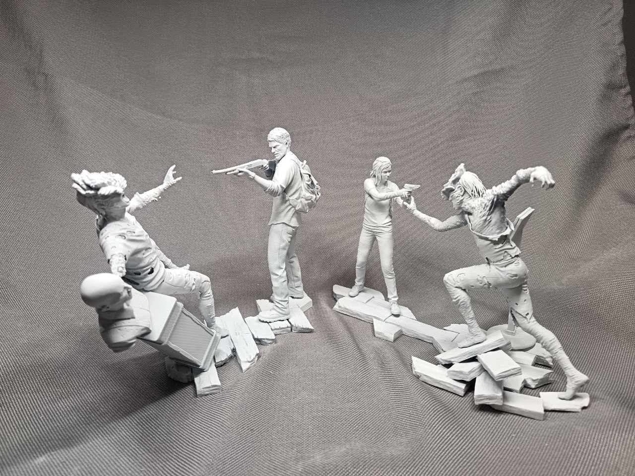 Сюжетная 3D диорама по мотивам The Last of Us (Одни из нас) с Джоэлом и Элли, ручная покраска