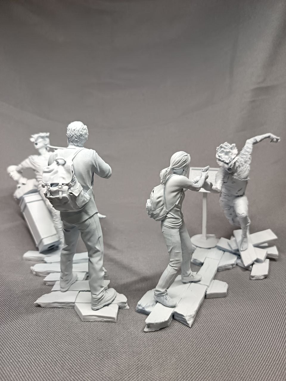 Сюжетная 3D диорама по мотивам The Last of Us (Одни из нас) с Джоэлом и Элли, ручная покраска