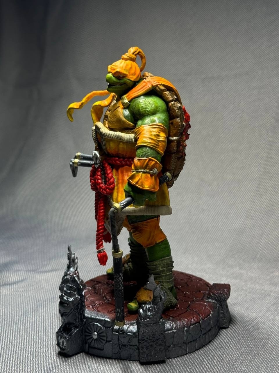 3D фигурка Микеланджело (Michelangelo) с нунчаками из Черепашек-ниндзя, ручная покраска