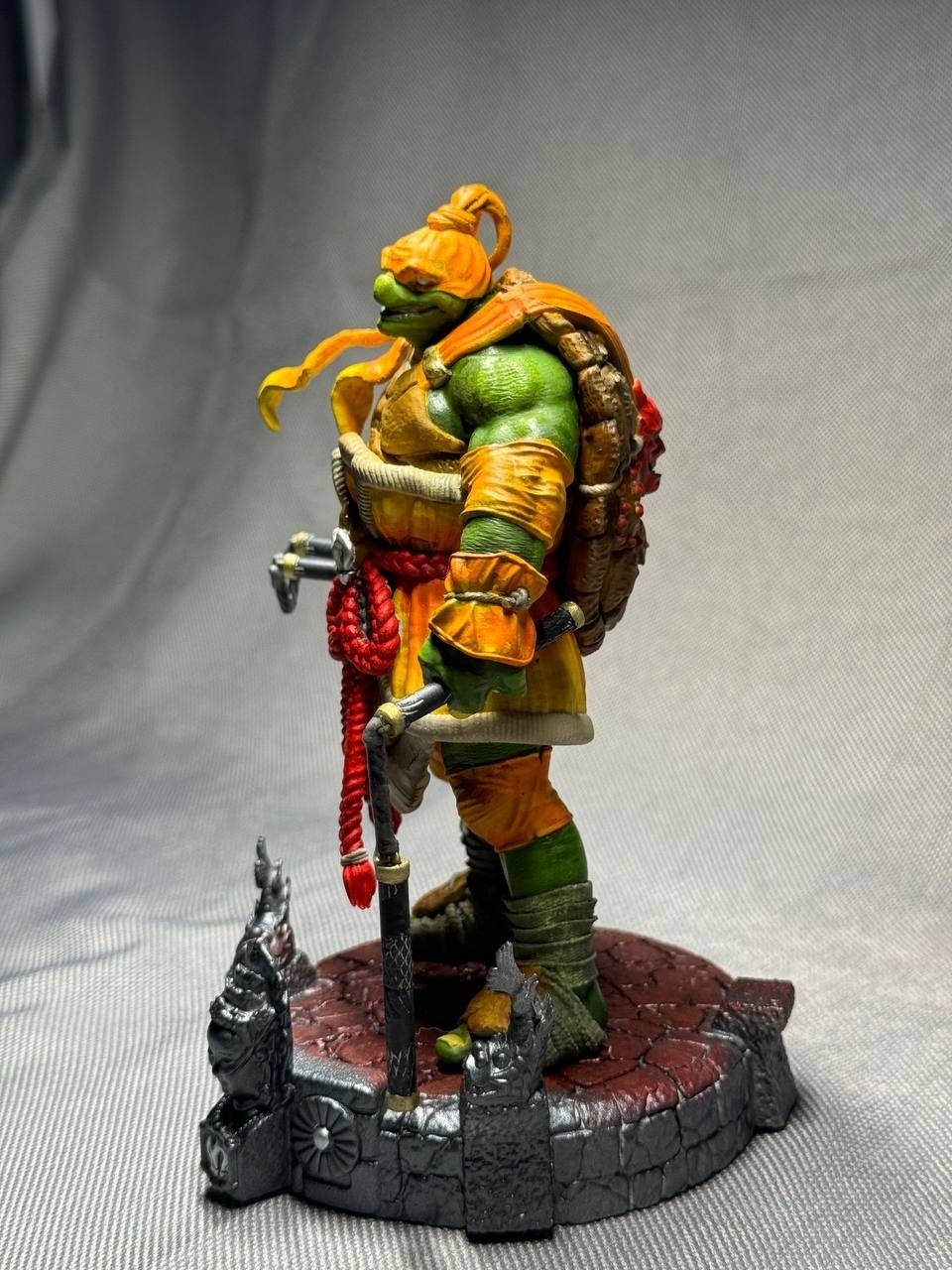 3D фигурка Микеланджело (Michelangelo) с нунчаками из Черепашек-ниндзя, ручная покраска