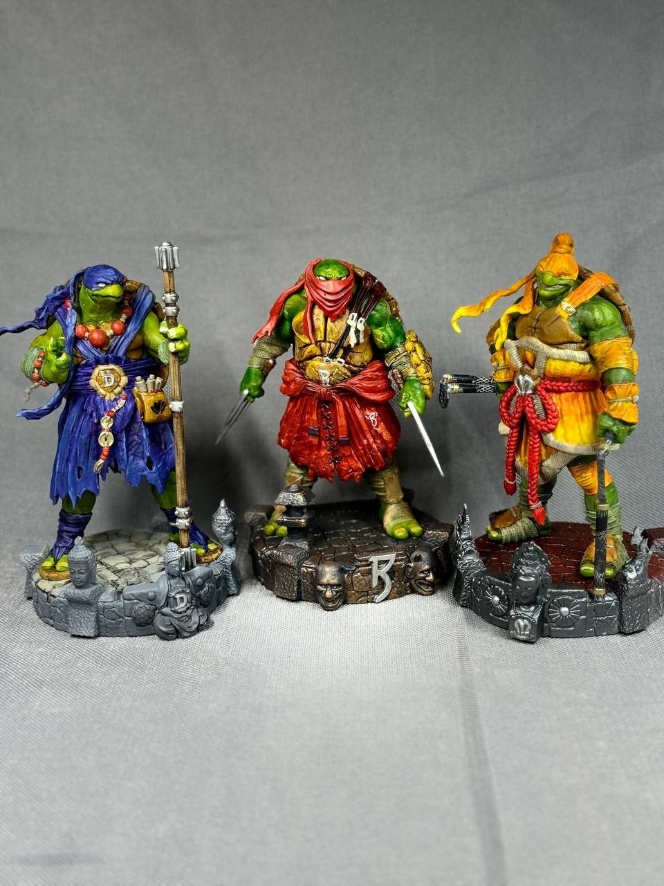 3D фигурка Микеланджело (Michelangelo) с нунчаками из Черепашек-ниндзя, ручная покраска