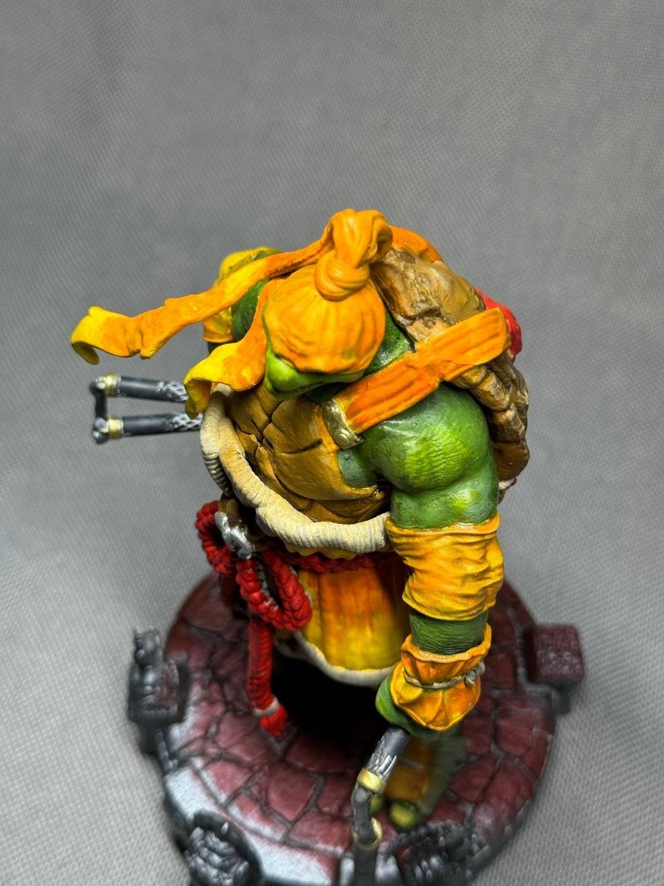 3D фигурка Микеланджело (Michelangelo) с нунчаками из Черепашек-ниндзя, ручная покраска