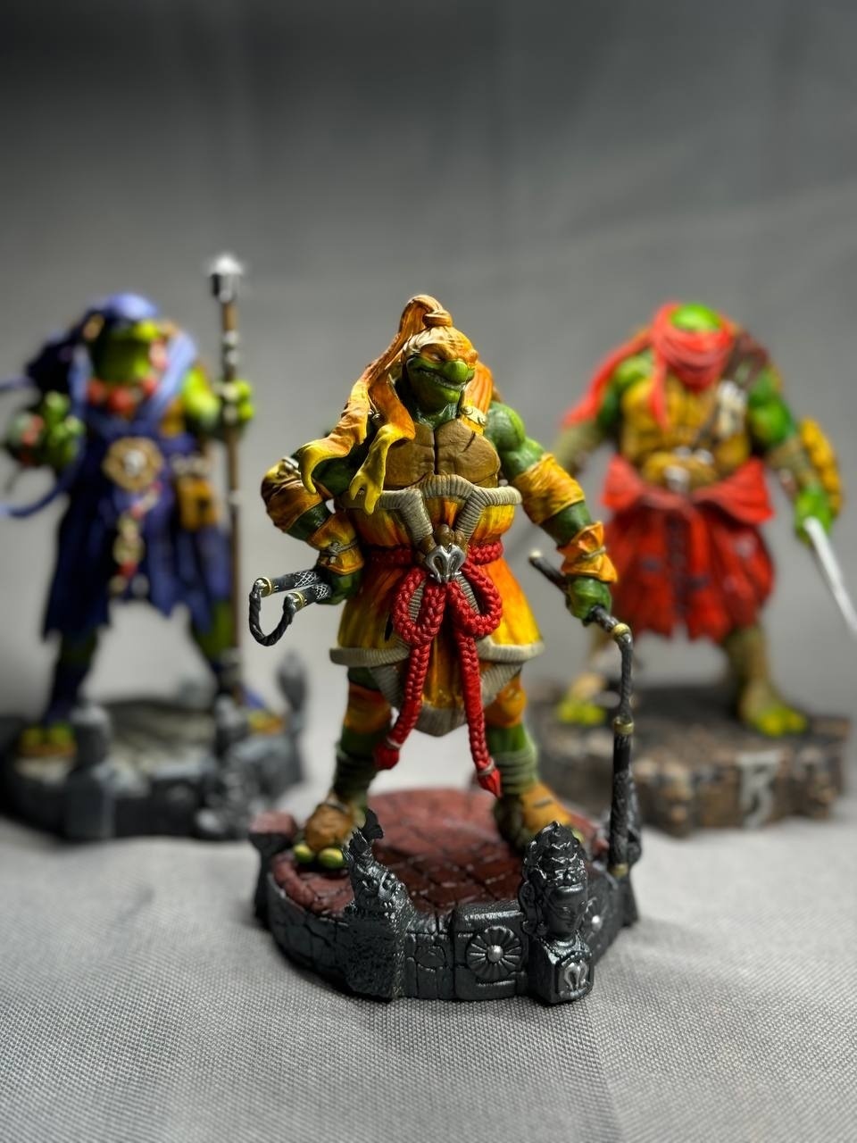 3D фигурка Микеланджело (Michelangelo) с нунчаками из Черепашек-ниндзя, ручная покраска