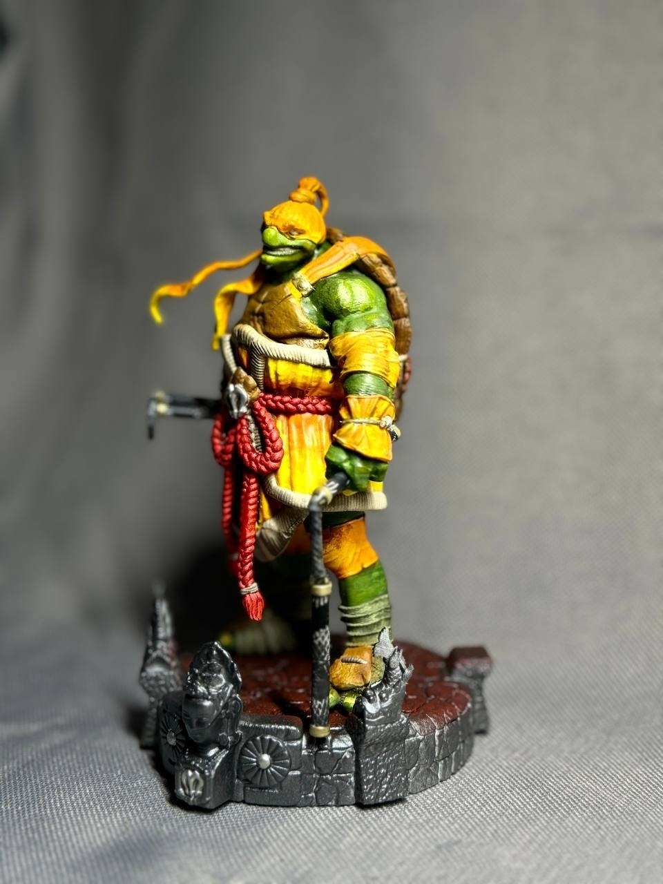 3D фигурка Микеланджело (Michelangelo) с нунчаками из Черепашек-ниндзя, ручная покраска