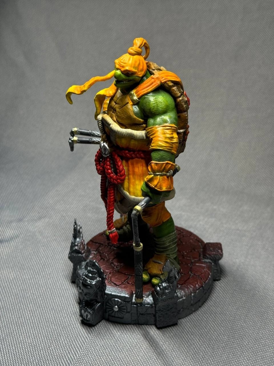 3D фигурка Микеланджело (Michelangelo) с нунчаками из Черепашек-ниндзя, ручная покраска