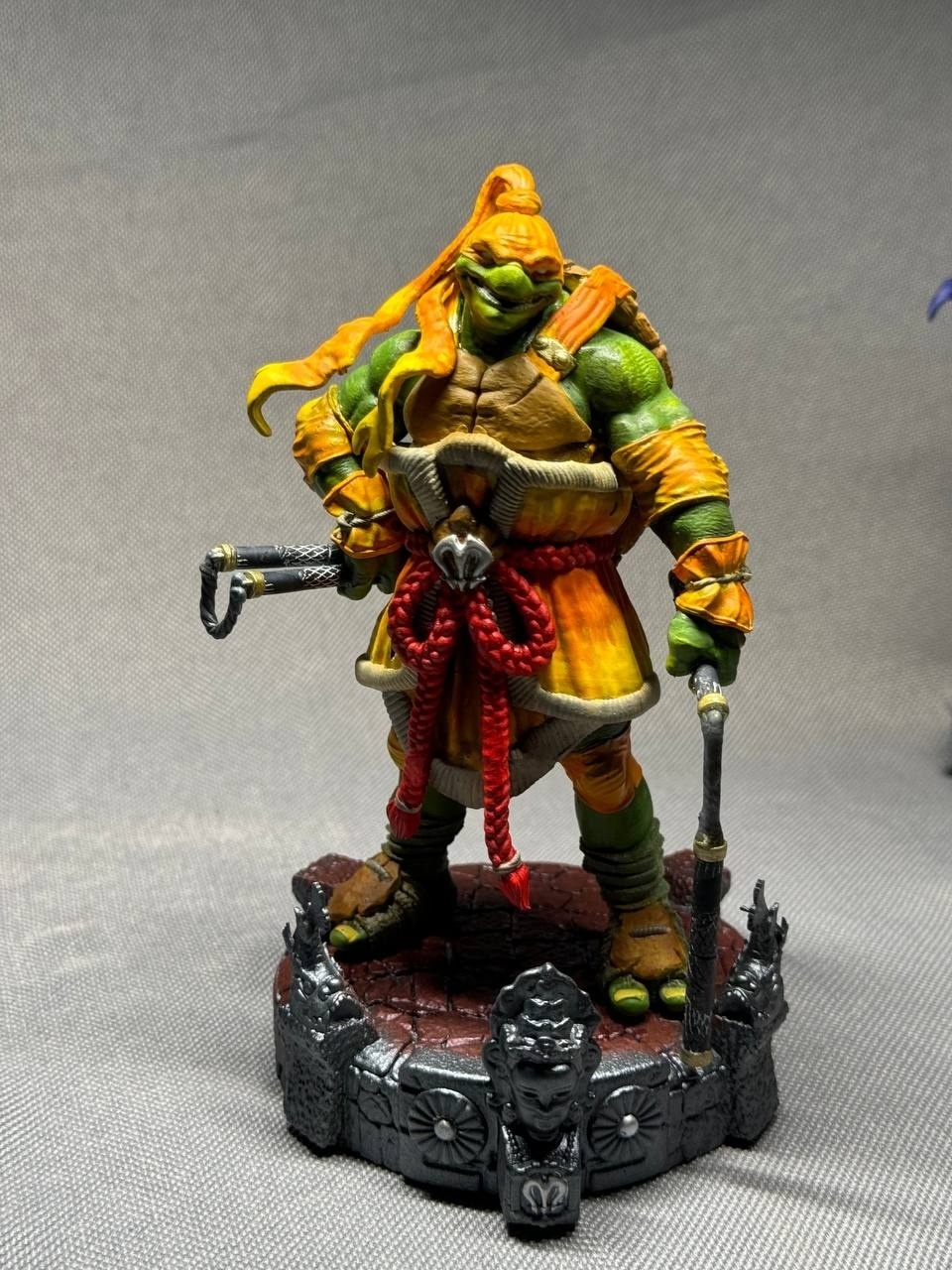 3D фигурка Микеланджело (Michelangelo) с нунчаками из Черепашек-ниндзя, ручная покраска